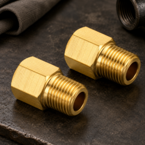 1/8 NPT Male to 1/8 NPT Female Brass Hex Adapter